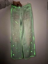 Glow-in-the-Dark Splatter Paint Wide-Leg Jeans