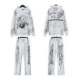 RECORDS Graffiti Print Hoodie & Pants Set