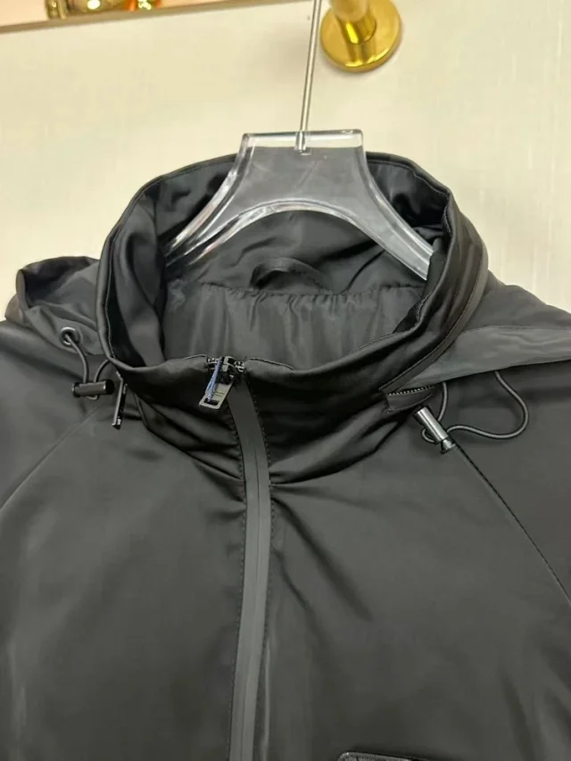 Prada Jackets Hooded zip utility jacket with triangle logo plaque product detail image 5