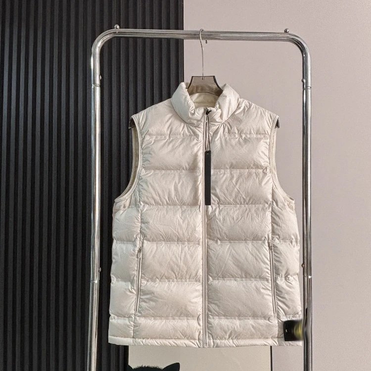 Unbranded Vests Reversible stand-collar quilted down vest — SKU-02-32 White