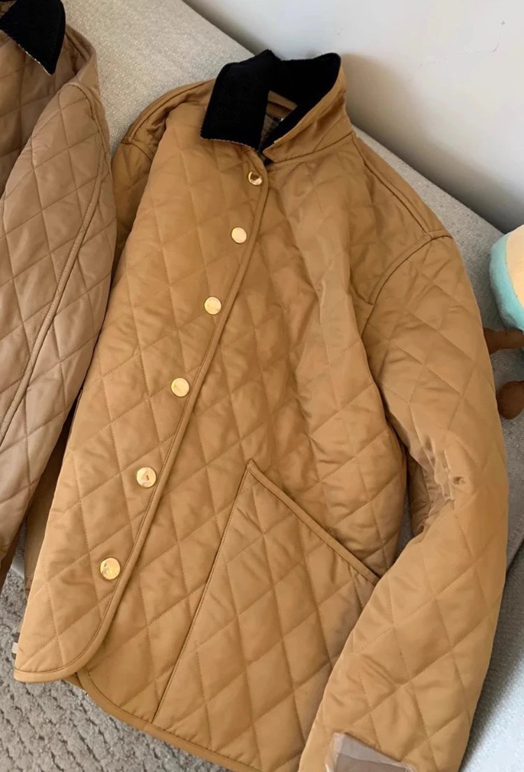 Unbranded Jackets Diamond-Quilted Jacket with Corduroy Collar — Figure 2