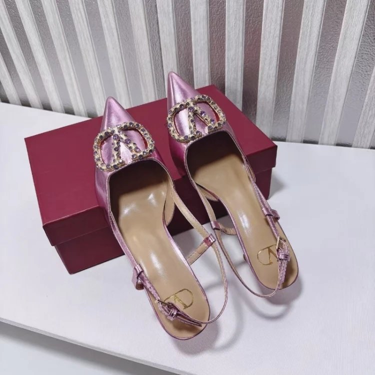 Valentino Garavani High Heels Pointed-Toe Slingback with Rhinestone V Buckle image 4