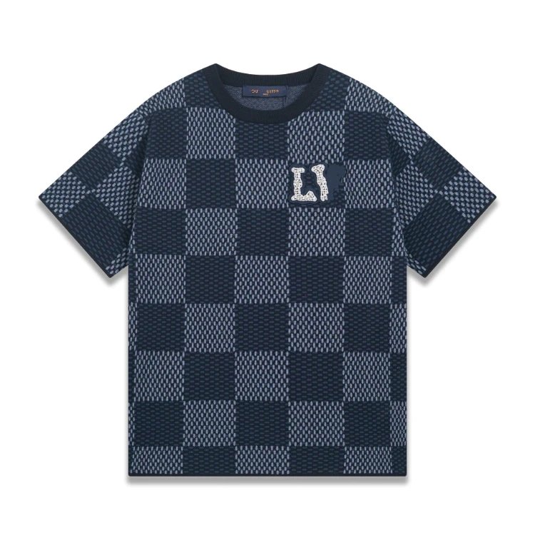 SKU-05-3 Blue (Checkerboard Jacquard with Rhinestone Embroidery)