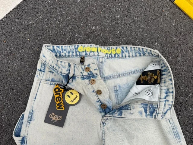 drew house Jeans Distressed wide-leg with raw hems product detail image 4