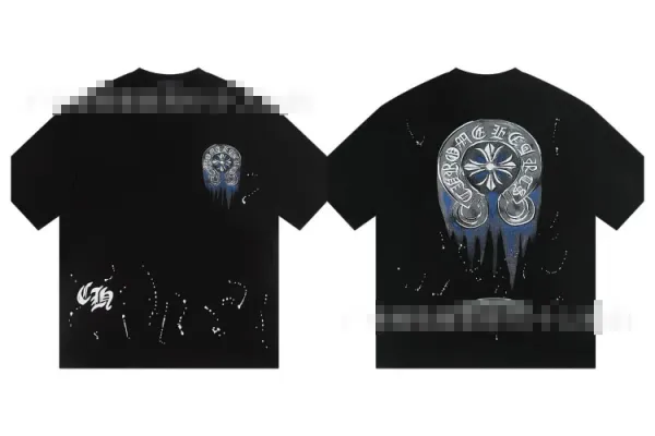 Chrome Hearts Cross Logo Drip Print Black T-Shirt - 1