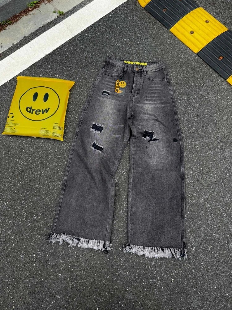 drew house Jeans Distressed wide-leg with raw hems — Style 3