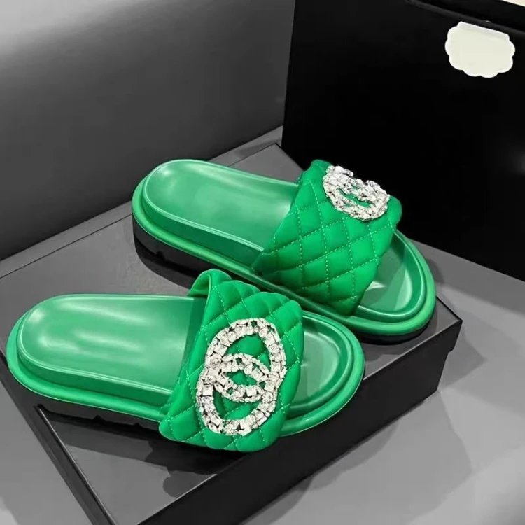 Chanel Sandals Quilted rhinestone double-C slide image 5