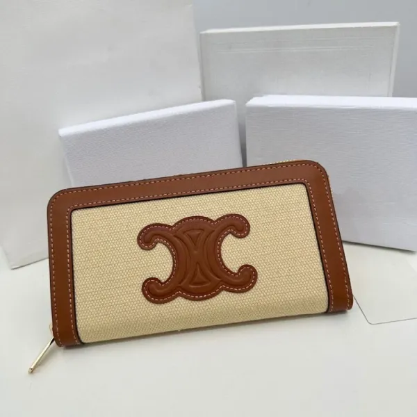 Celine Triomphe Flap Wallet Pink Leather Long Wallet - 5