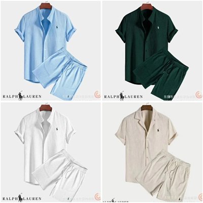 Ralph Lauren Short-Sleeve Button-Down Shirt & Drawstring Shorts Set [5 styles]