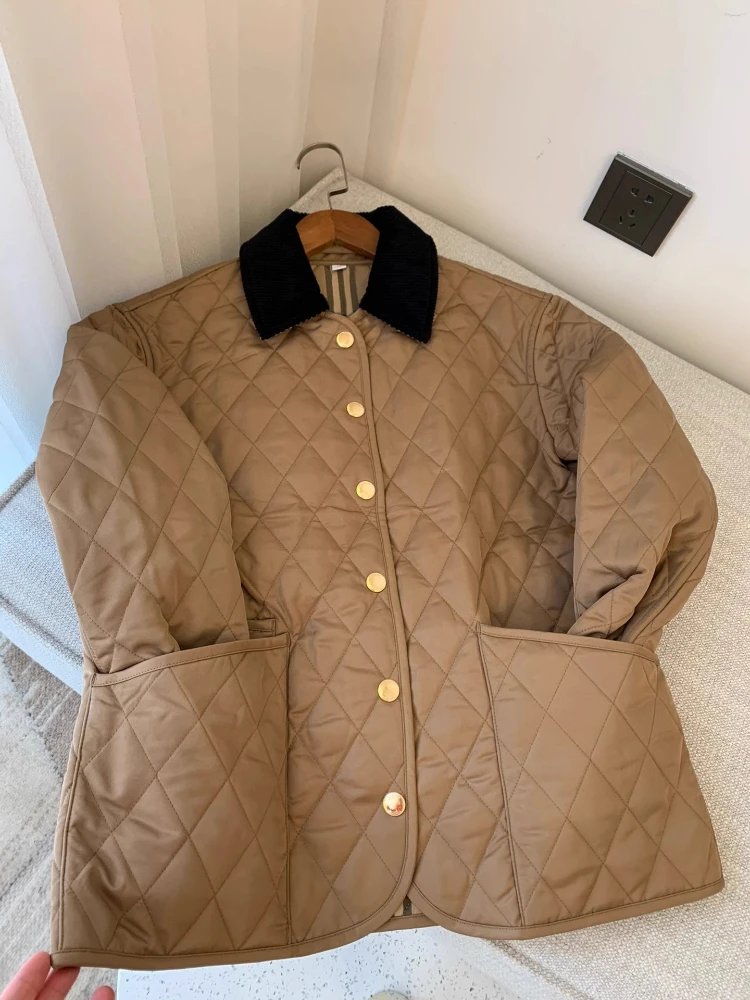 Unbranded Jackets Diamond-Quilted Jacket with Corduroy Collar image 7