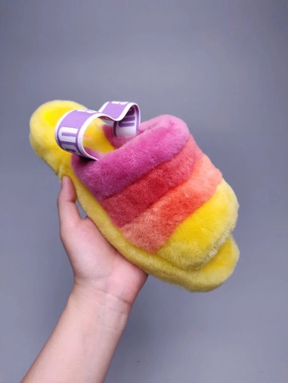 UGG Slippers Fluff Yeah Slide — 5119 Yellow Color Block