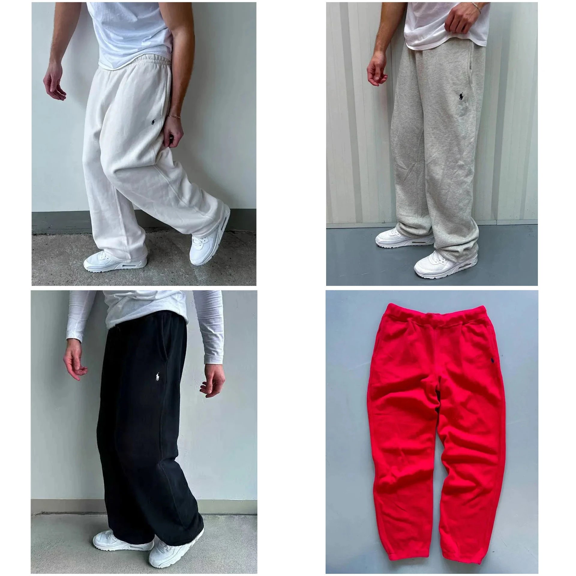 BL Vintage Y2K Streetwear Hip Hop Relaxed Elastic Waist Zip Loose Solid Color Sweatpants-4912