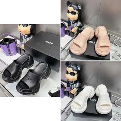 SMFK Flower-Embossed Platform Slide Sandals [6 styles]
