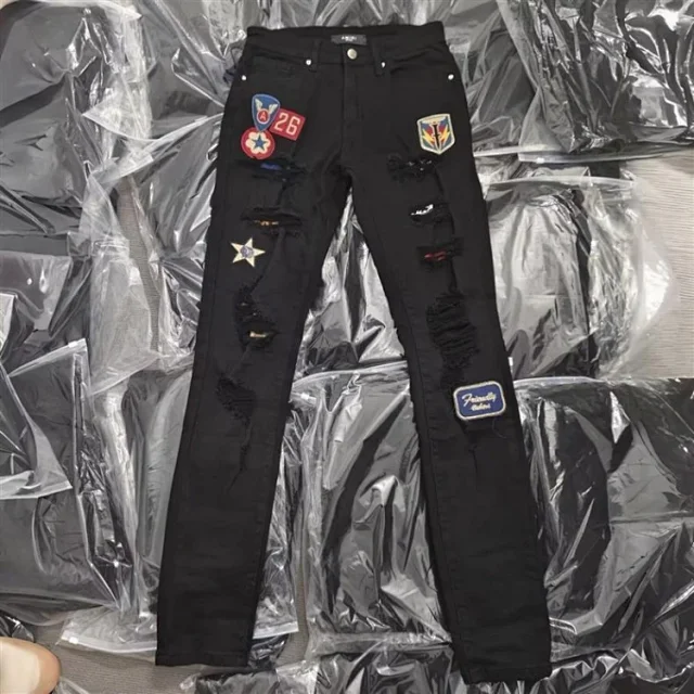 Unbranded Jeans Ripped Patchwork Tapered product detail image 4