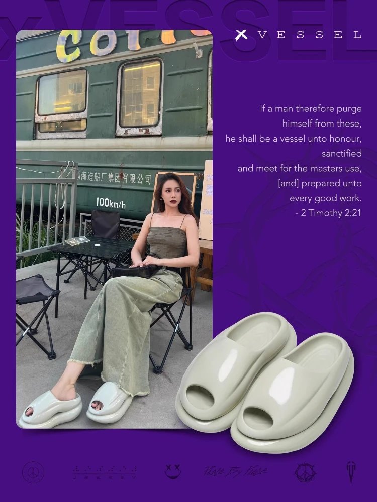 Unbranded Sandals Glossy peep-toe chunky platform slip-on image 4