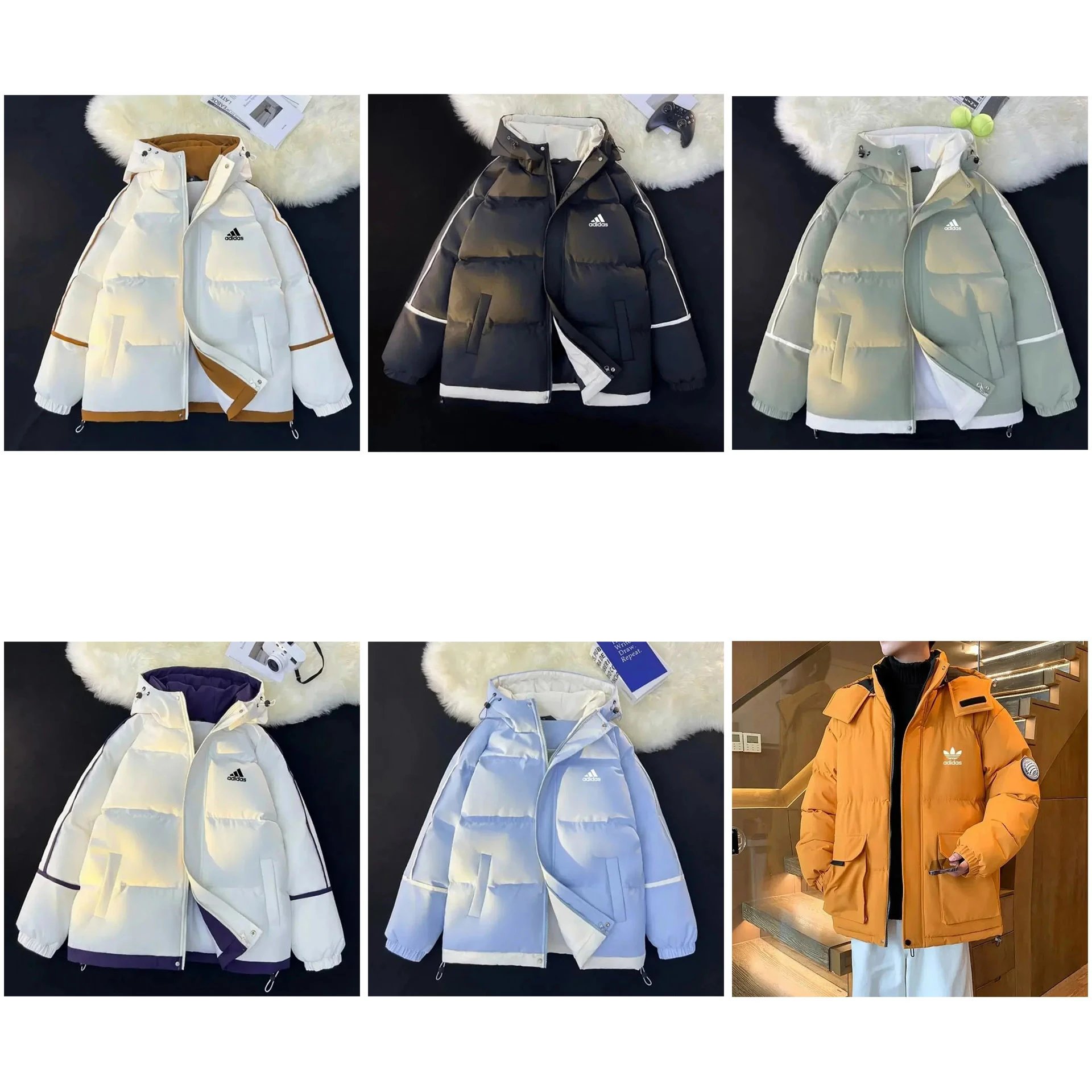 Adidas Hooded Colorblock Puffer Jacket Collection - 006996