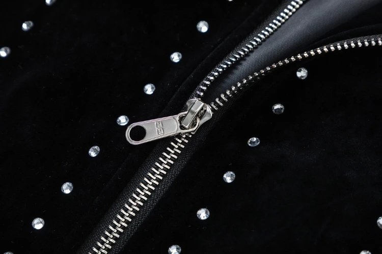 Balenciaga Jackets Rhinestone Velvet Zip Jacket image 5