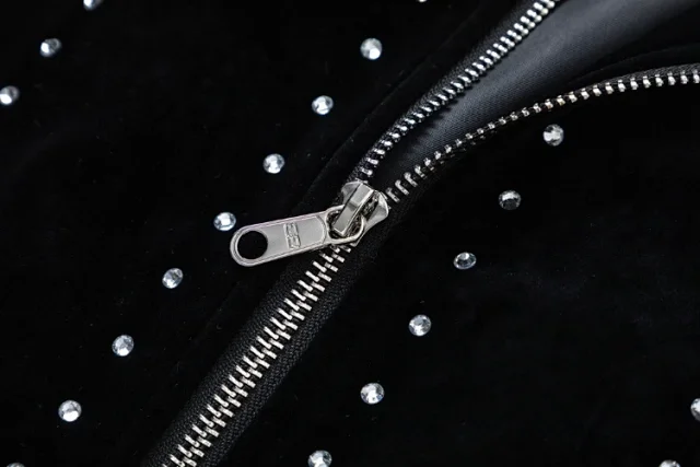 Balenciaga Jackets Rhinestone Velvet Zip Jacket product detail image 5