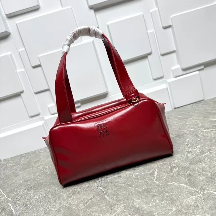 Unbranded Handbags Bowling Bag with Double Handles — Rose red