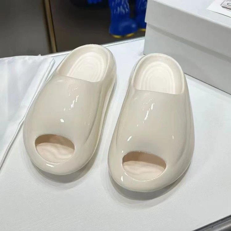 Unbranded Sandals Glossy peep-toe chunky platform slip-on — SKU-03-white [single layer]]
