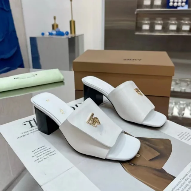 Burberry High Heels TB Monogram Block-Heel Mules product detail image 4