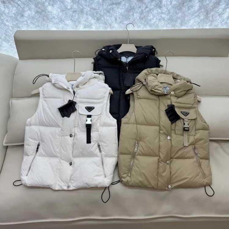 Prada Triangle Logo Hooded Puffer Vest