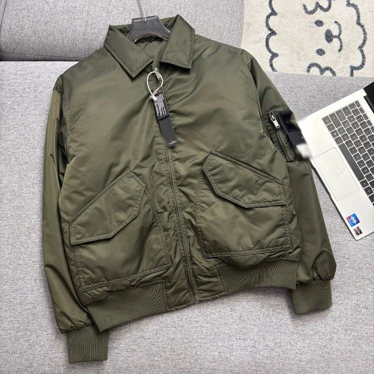Unbranded Jackets 5190 collared bomber jacket with flap pockets — 08 Army Green