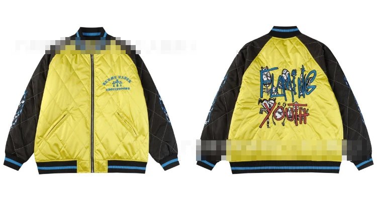 SKU-07-A6 Yellow (Cotton-Padded Jacket with Letter Embroidery)