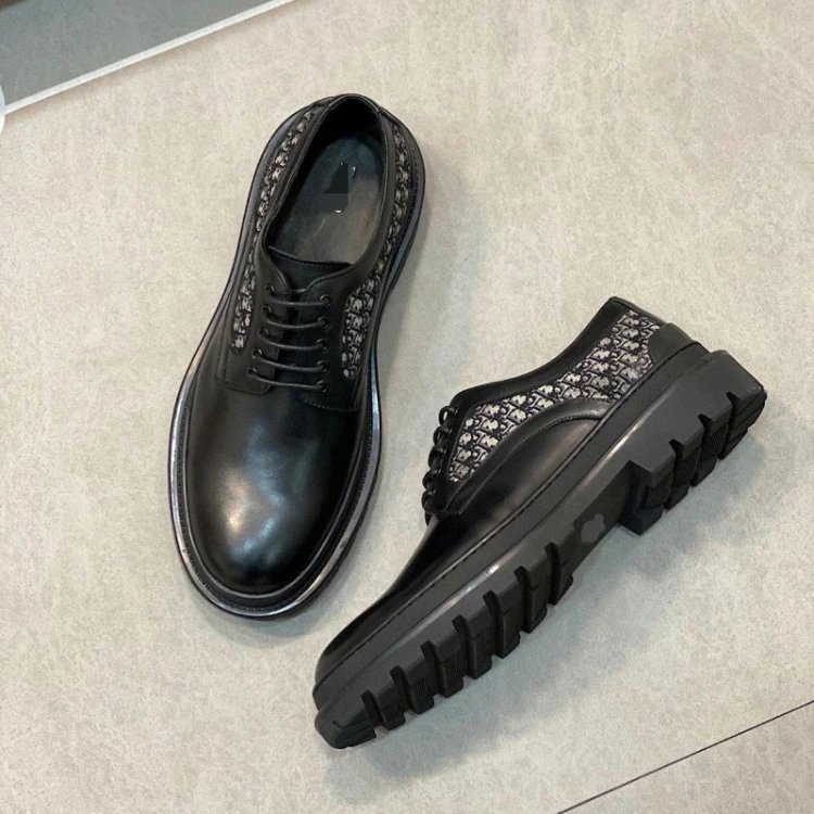 Dior Leather Shoes Monogram Panel Lug-Sole Loafers — 7