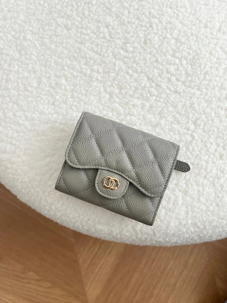 Unbranded Wallets & Card Holders Compact quilted flap coin wallet with zip pocket — gray