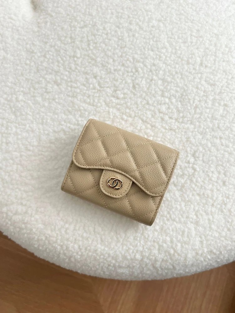 Unbranded Wallets & Card Holders Compact quilted flap coin wallet with zip pocket — Apricot color