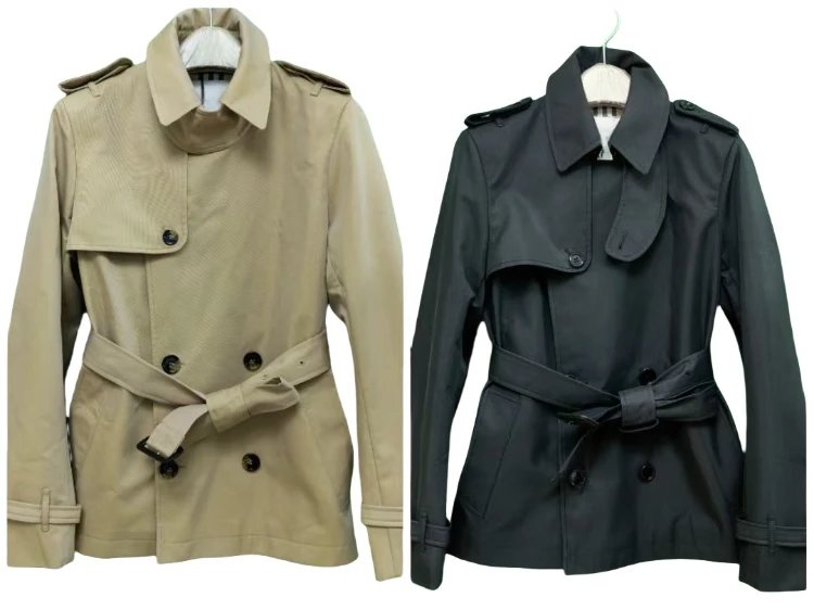 Short Double Breasted Belted Trench Coat