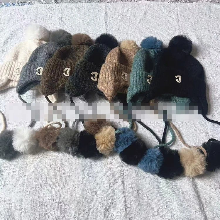 Dior D-Logo Pom-Pom Earflap Beanie