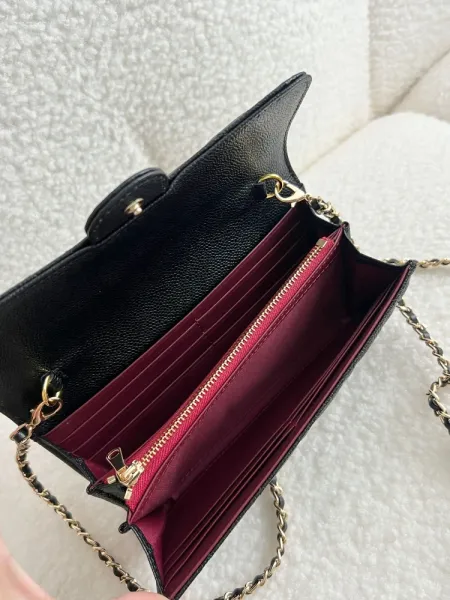 Chanel Wallet on Chain Gray Quilted Caviar Leather - 6