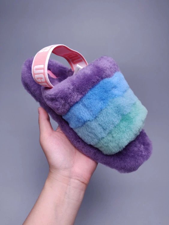 UGG Slippers Fluff Yeah Slide — 5119 purple color block