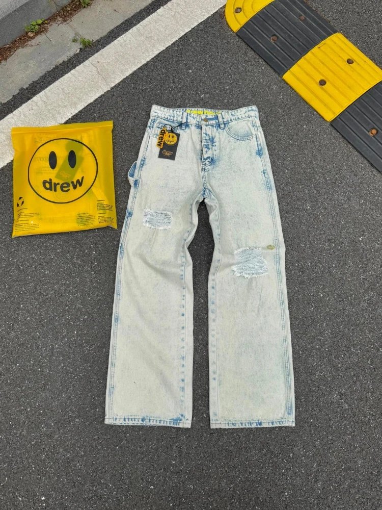 drew house Jeans Distressed wide-leg with raw hems — Style 2