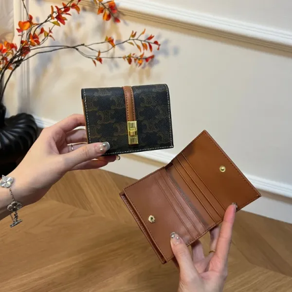Design Minimalist Tan Leather Card Holder Wallet - 3