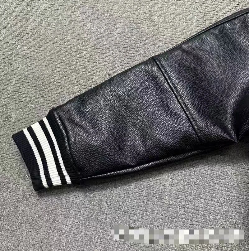 Human Made Jackets Leather varsity jacket with striped rib-knit trim image 5