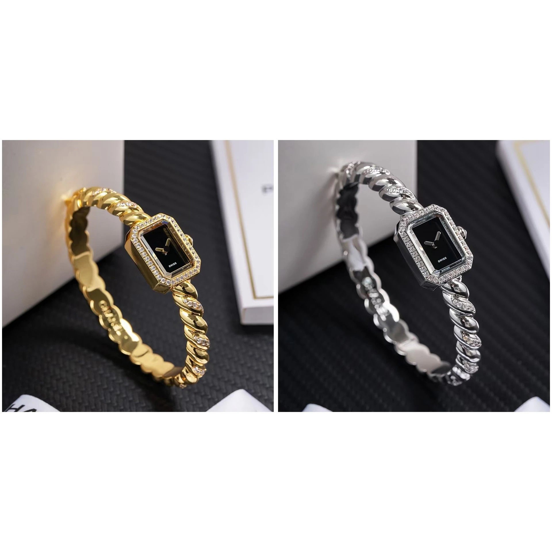 watch with a stylish chain-link woven strap