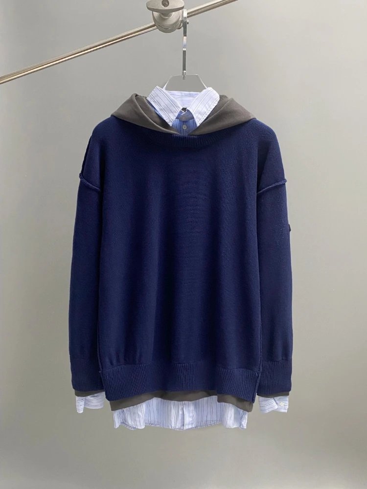 Balenciaga Layered Hooded Striped Shirt Sweaters - 008013