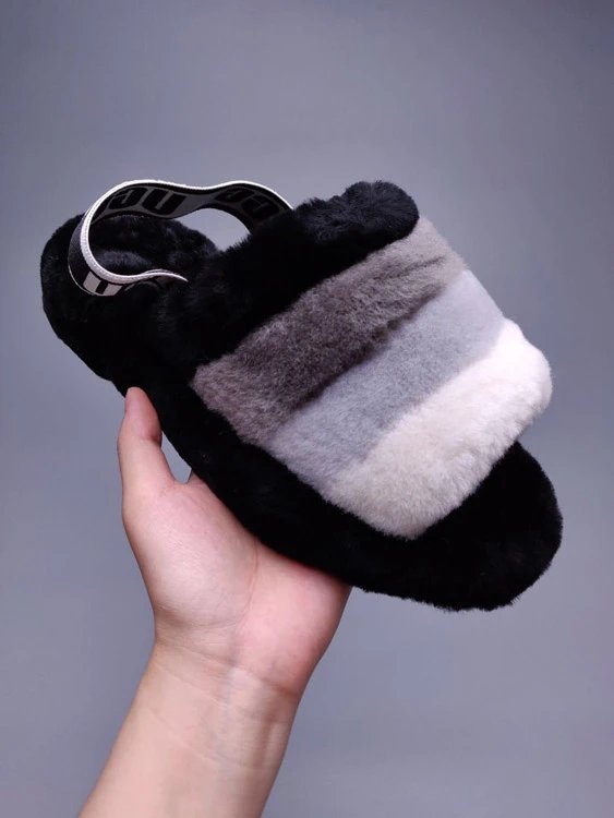 UGG Slippers Fluff Yeah Slide — 5119 Black Color Block