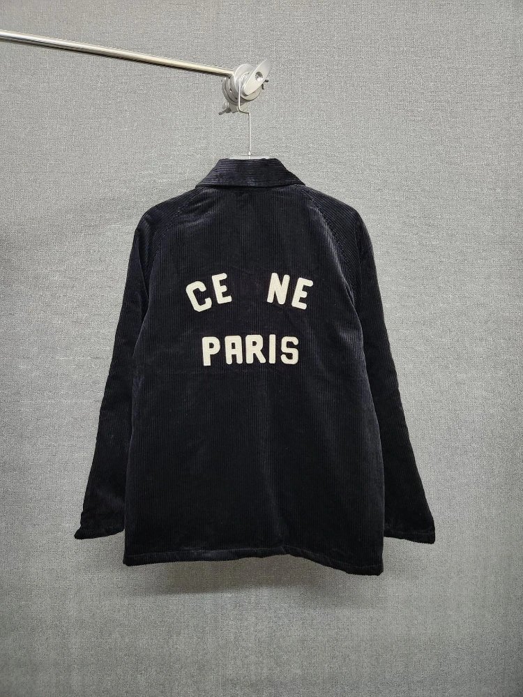 Unbranded Jackets Corduroy zip-up jacket with quilted lining and letter C patch image 4
