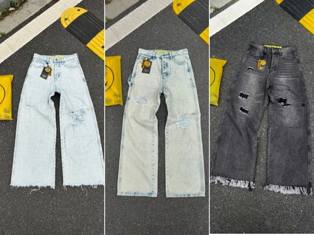 drew house Jeans Distressed wide-leg with raw hems product detail image 1