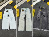 Smiley Jeans Wide-Leg Distressed Denim Pants [3 styles]