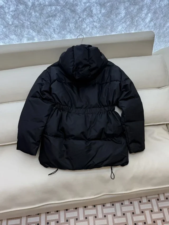 Prada Down Jackets Hooded quilted puffer jacket with elastic waist and drawstring hem product detail image 3