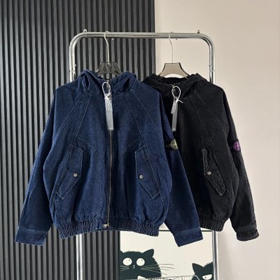Denim Hooded Bomber Jacket [2 styles]