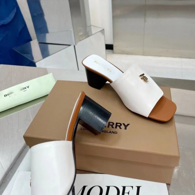 Burberry High Heels TB Monogram Block-Heel Mules image 6