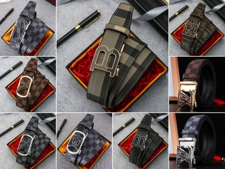 Burberry and Louis Vuitton Men's Automatic Buckle Leather Belts Collection - 007439