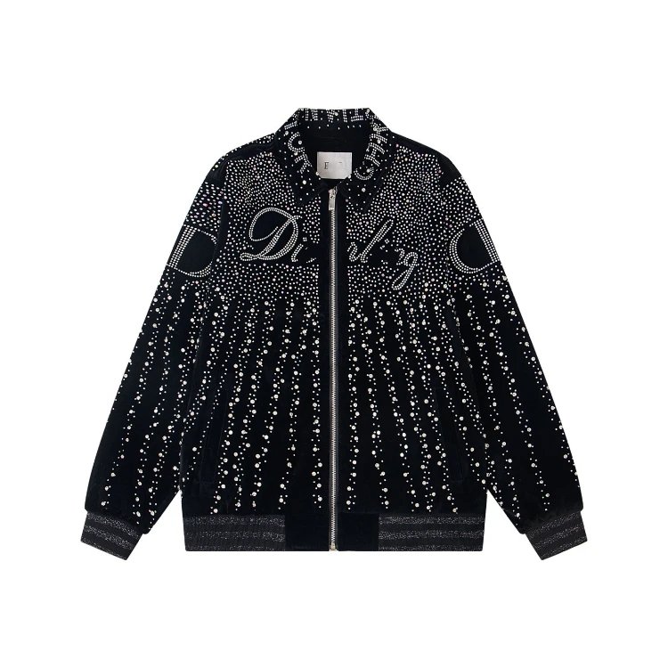 Dior Velvet Rhinestone Vertical Striped Bomber Jacket