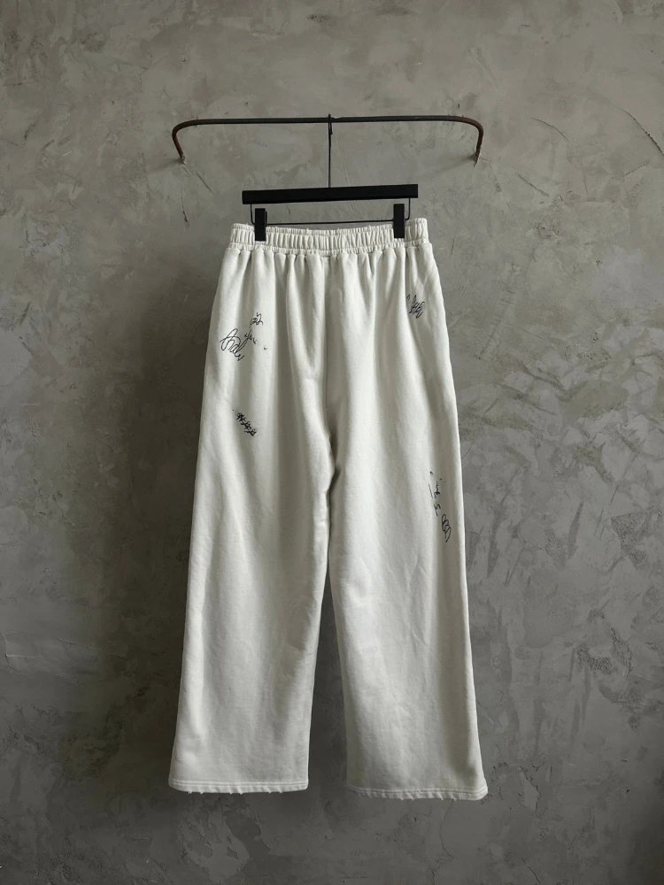 Unbranded Trousers Elastic-Waist Wide-Leg Embroidered Sweatpants image 4